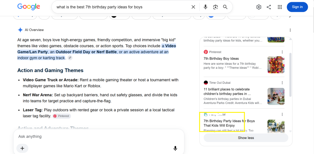 7th party for boys